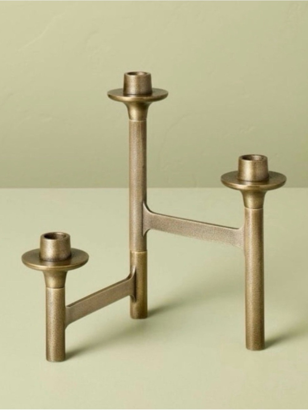 Hearth & Hand with Magnolia 3-Candle Antique Brass Candelabra,
